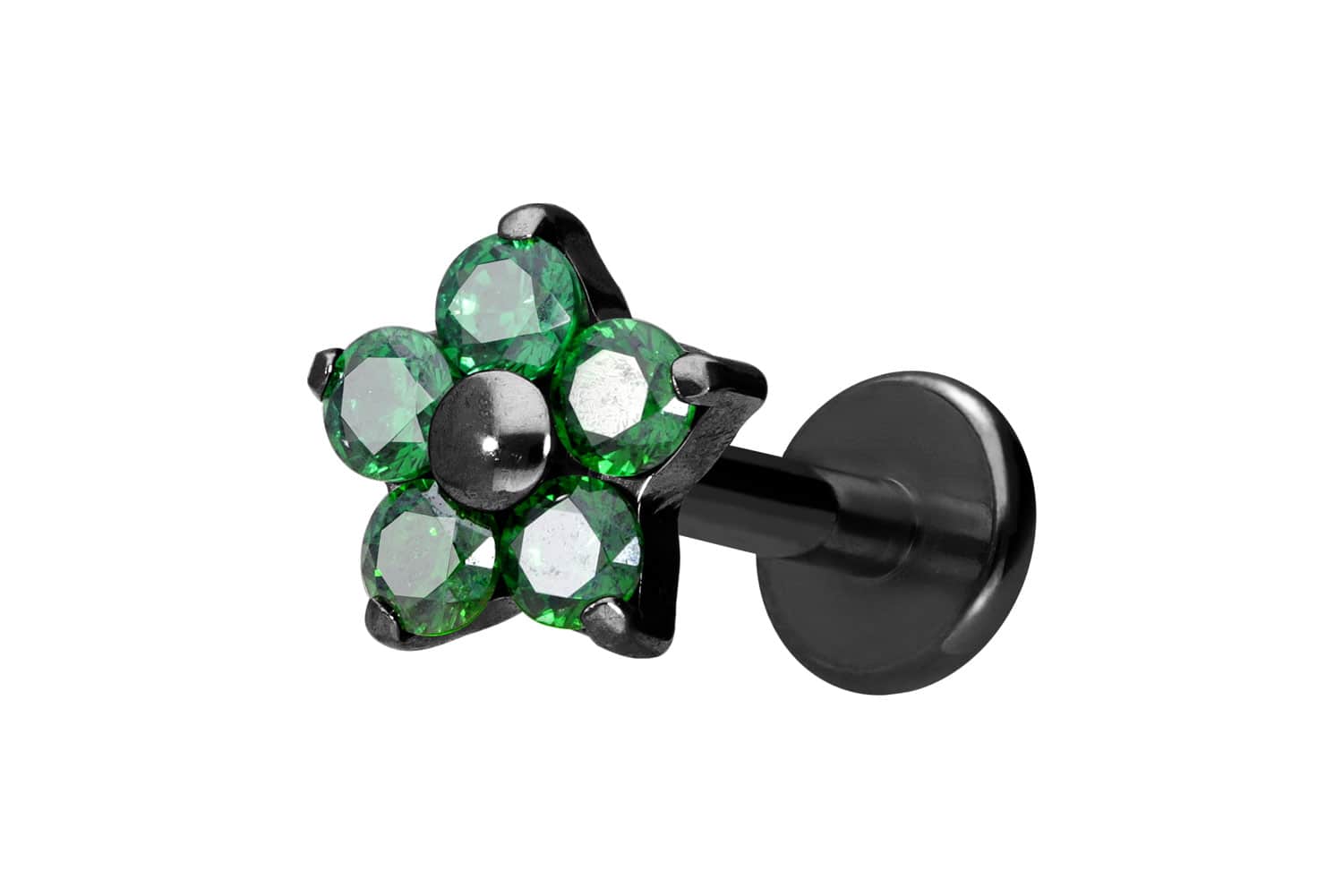 Titan Labret Piercing mit Innengewinde KRISTALLBLUME